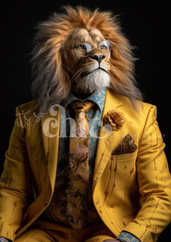 Decoupage Paper For Furniture A0/A1/A2/A3/A4 Lionel Citrine lion portrait, whimsical art, elegant fashion, unique artwork, vibrant character