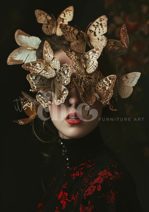 Decoupage Paper For Furniture A0/A1/A2/A3 Veil of Wings surreal portrait, butterfly ethereal, beauty, nature, transformation, fantasy, whimsical
