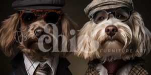 Decoupage Paper For Furniture A0/A1/A2/A3/A4 Ralph & Winston dog portrait, stylish pets, humorous art, canine fashion, quirky decor