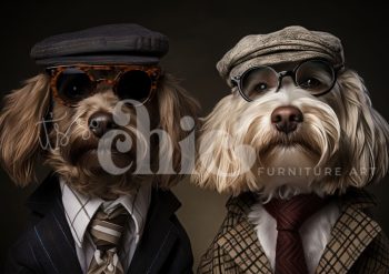 Decoupage Paper For Furniture A0/A1/A2/A3/A4 Ralph & Winston dog portrait, stylish pets, humorous art, canine fashion, quirky decor