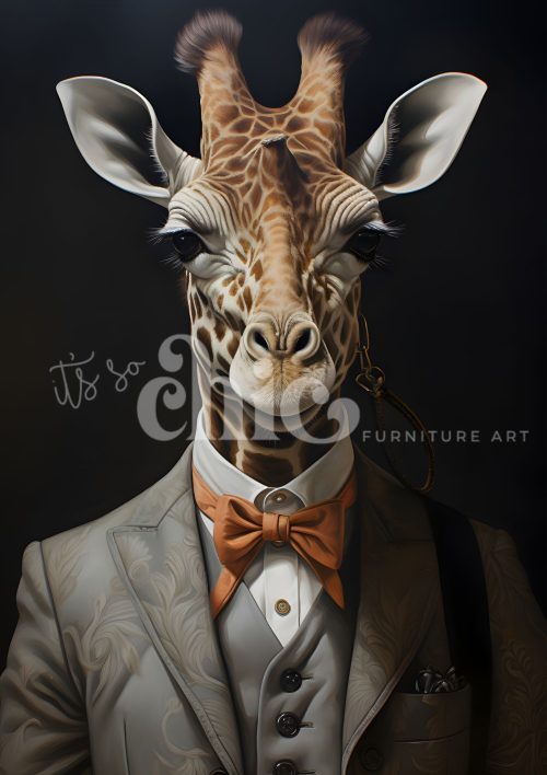 Decoupage Paper For Furniture A0/A1/A2/A3/A4 Dapper Danny Long Legs giraffe art, whimsical portrait, stylish decor, animal illustration, unique artwork