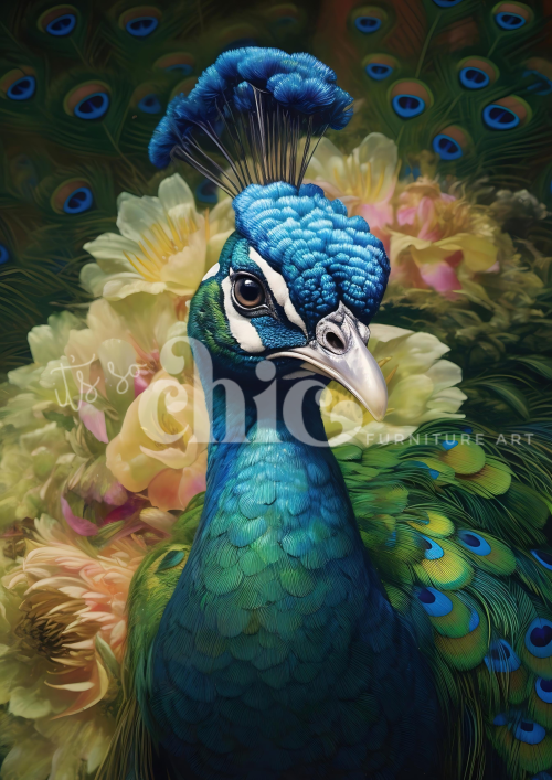 A0/A1/A2/A3 Peacock & Blooms Decoupage Paper For Furniture Poster Quality