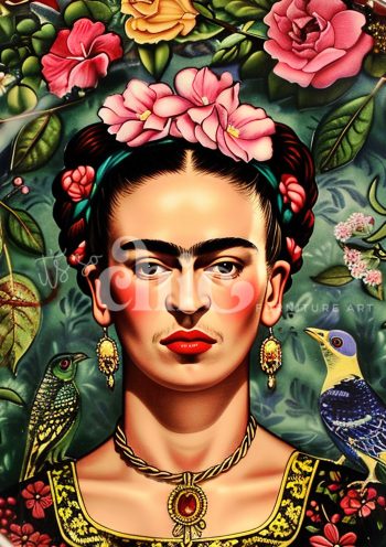 Decoupage Paper For Furniture A0/A1/A2/A3 Frida vibrant portrait, floral art, emotional artwork, cultural identity, nature-inspired art
