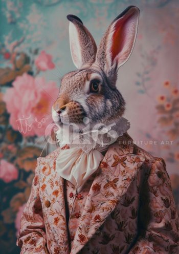 Decoupage Paper For Furniture A0/A1/A2/A3/A4 Sir Whiskerwick whimsical rabbit, vintage portrait, anthropomorphic art, decorative illustration, charming decor