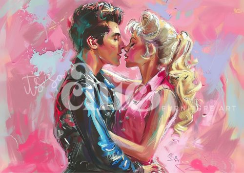 Decoupage Paper For Furniture A0/A1/A2/A3 Danny & Sandy romantic artwork, couple portrait, vibrant love art, emotional painting, contemporary romance