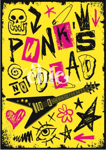 Decoupage Paper For Furniture A0/A1/A2/A3 Punk's Not Dead punk art, vibrant graphics, rebellion, music illustration, bold artwork