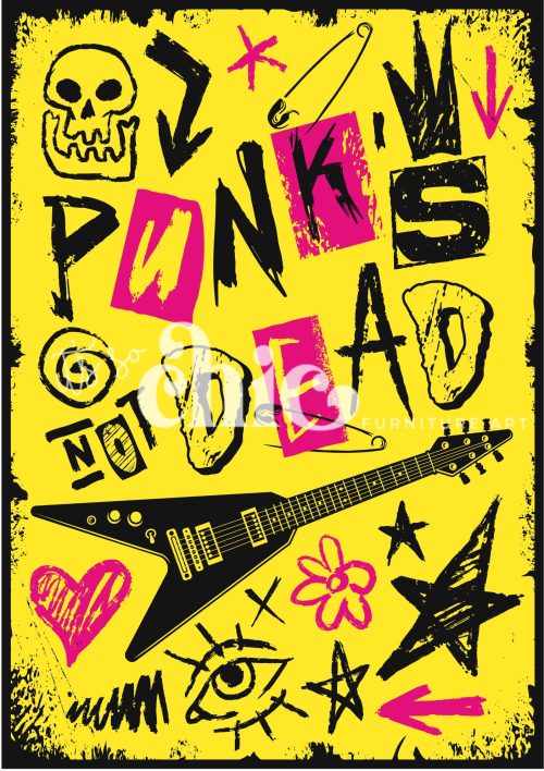 Decoupage Paper For Furniture A0/A1/A2/A3 Punk's Not Dead punk art, vibrant graphics, rebellion, music illustration, bold artwork