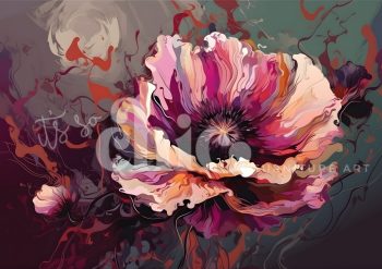 Decoupage Paper For Furniture A0/A1/A2/A3 The Fiery Bloom abstract flower art, vibrant floral painting, colourful poppy artwork, artistic flower swirls, modern abstract flower design, bold floral wall art, contemporary flower illustration, vibrant abstract poppy, colourful floral decor, expressive flower art print