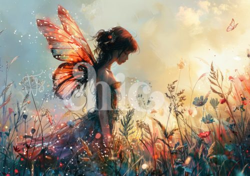 Decoupage Paper For Furniture A0/A1/A2/A3 The Fairy's Secret Garden fairy art, whimsical nature, sunrise painting, enchanted landscape, fantasy illustration