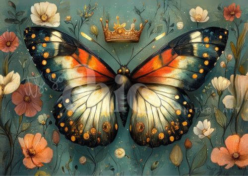 Decoupage Paper For Furniture A0/A1/A2/A3 Butterfly Queen butterfly art, floral illustration, nature decor, vibrant artwork, whimsical design