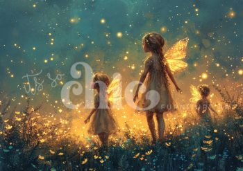 Decoupage Paper For Furniture A0/A1/A2/A3 The Firefly Spell whimsical art, fairy children, magical glow, nature illustration, childhood fantasy