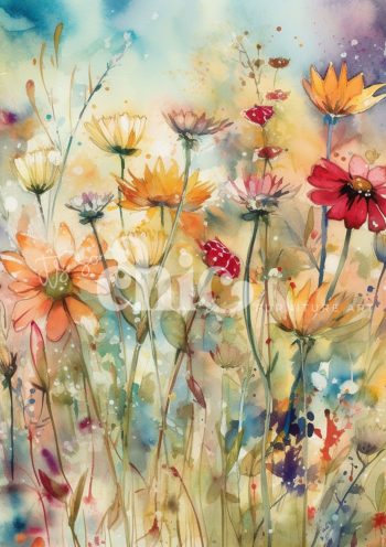 Decoupage Paper for Furniture A0/A1/A2/A3 Wildflowers vibrant flowers, watercolour painting, floral decor, nature art, contemporary artwork