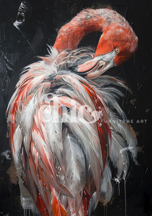 Decoupage Paper For Furniture A0/A1/A2/A3 Flamingo Dreams flamingo art, vibrant wildlife painting, modern decor, unique feather artwork, expressionistic nature