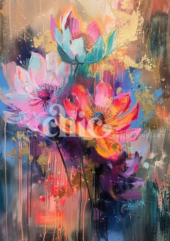 Decoupage Paper For Furniture A0/A1/A2/A3 Floral Rhapsody colorful abstract floral art, vibrant textured flower painting, modern floral wall art, bold abstract flower artwork, contemporary floral decor, bright flower canvas art, artistic floral prints, unique abstract flower design, expressive floral painting, vibrant flower art piece