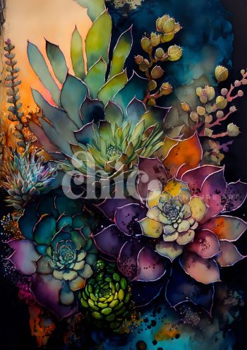 Decoupage Paper for Furniture A0/A1/A2/A3 Succulents succulent art, watercolour painting, botanical decor, modern wall art, colourful plants