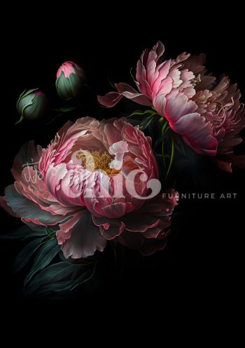 Decoupage Paper for Furniture A0/A1/A2/A3 Elegant Peonies peony artwork, floral art print, elegant peony painting, nature-inspired wall art, pink peony illustration, botanical art decor, peony flower painting, artistic floral design, contemporary floral art, peony petals artwork