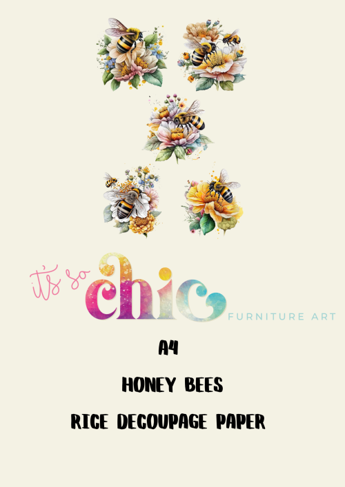 A4 Honey Bees Rice Decoupage Paper