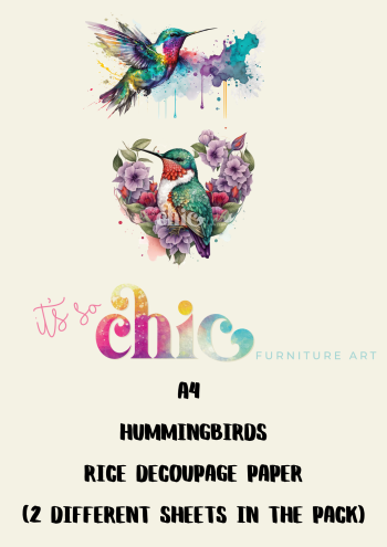 A4 Hummingbirds Rice Decoupage Paper (2 different sheets included in the pack)