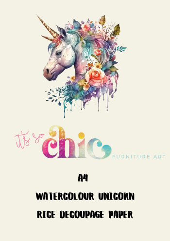 A4 Watercolour Unicorn Rice Decoupage Paper