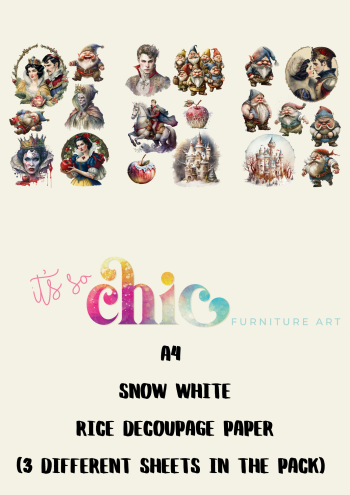 A4 Snow White Rice Decoupage Paper (3 different sheets included in the pack)