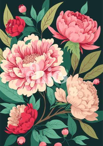 Decoupage Paper for Furniture A0/A1/A2/A3 Beautiful Peony peony illustration, floral art, botanical print, vintage decor, home design