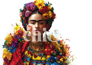 Decoupage Paper For Furniture A0/A1/A2/A3 Floral Muse vibrant, portrait, artistic, colorful, expression, floral, Frida, culture, identity, bold, contemporary, beauty, nature, emotion, creativity