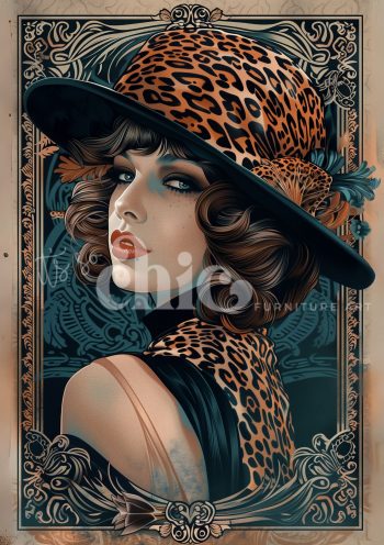 Decoupage Paper For Furniture A0/A1/A2/A3/A4 Leopard Elegance Vintage Glamour Illustration, leopard, fashion, glamour, chic,