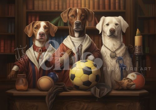 Decoupage Paper For Furniture A0/A1/A2/A3/A4 Canine Scholars whimsical dog art, playful pet illustration, unique decor, canine portrait, library art