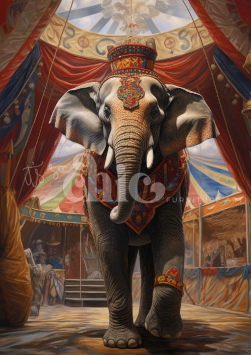 Decoupage Paper For Furniture A0/A1/A2/A3/A4 The Star of the Circus Ring circus elephant, vibrant artwork, performance art, ornate design, animal art