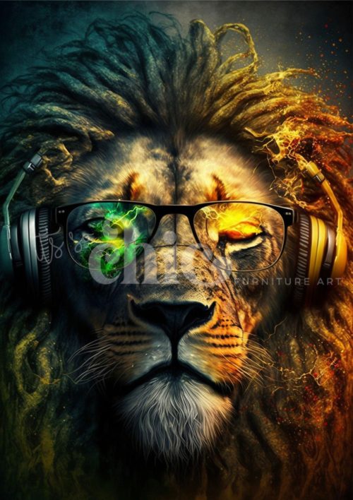 Decoupage Paper For Furniture A0/A1/A2/A3 Roar in Stereo lion artwork, vibrant colours, modern art, creative expression