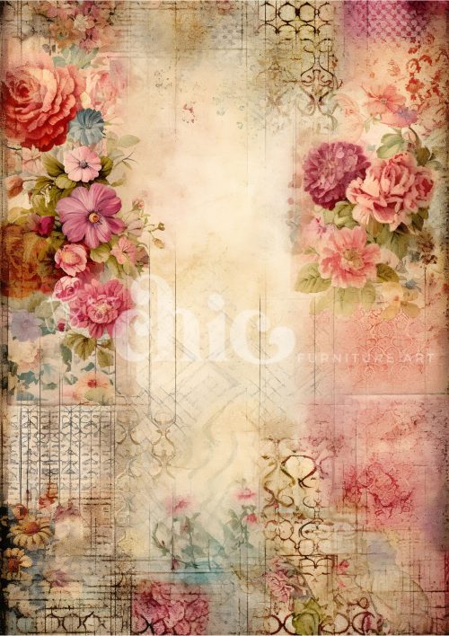 Floral Medley | Vintage Pastel Flower Design | Deluxe Decoupage Paper vintage floral decoupage papers, ornate floral art prints, soft decorative floral designs, artistic vintage floral decor, UK floral decoupage art, antique floral wall art, romantic floral prints for home, vintage style floral artwork, decorative floral paper designs, floral art prints for crafting