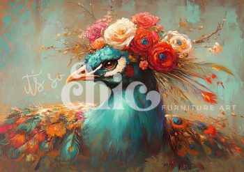 Decoupage Paper For Furniture A0/A1/A2/A3/A4 Peacock in Bloom peacock art, floral decor, vibrant prints, wildlife artwork, home decoration