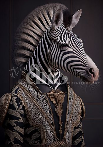 Decoupage Paper For Furniture A0/A1/A2/A3/A4 Sir Stripesworth zebra art, whimsical decor, unique animal portrait, ornate fashion art, modern wildlife art